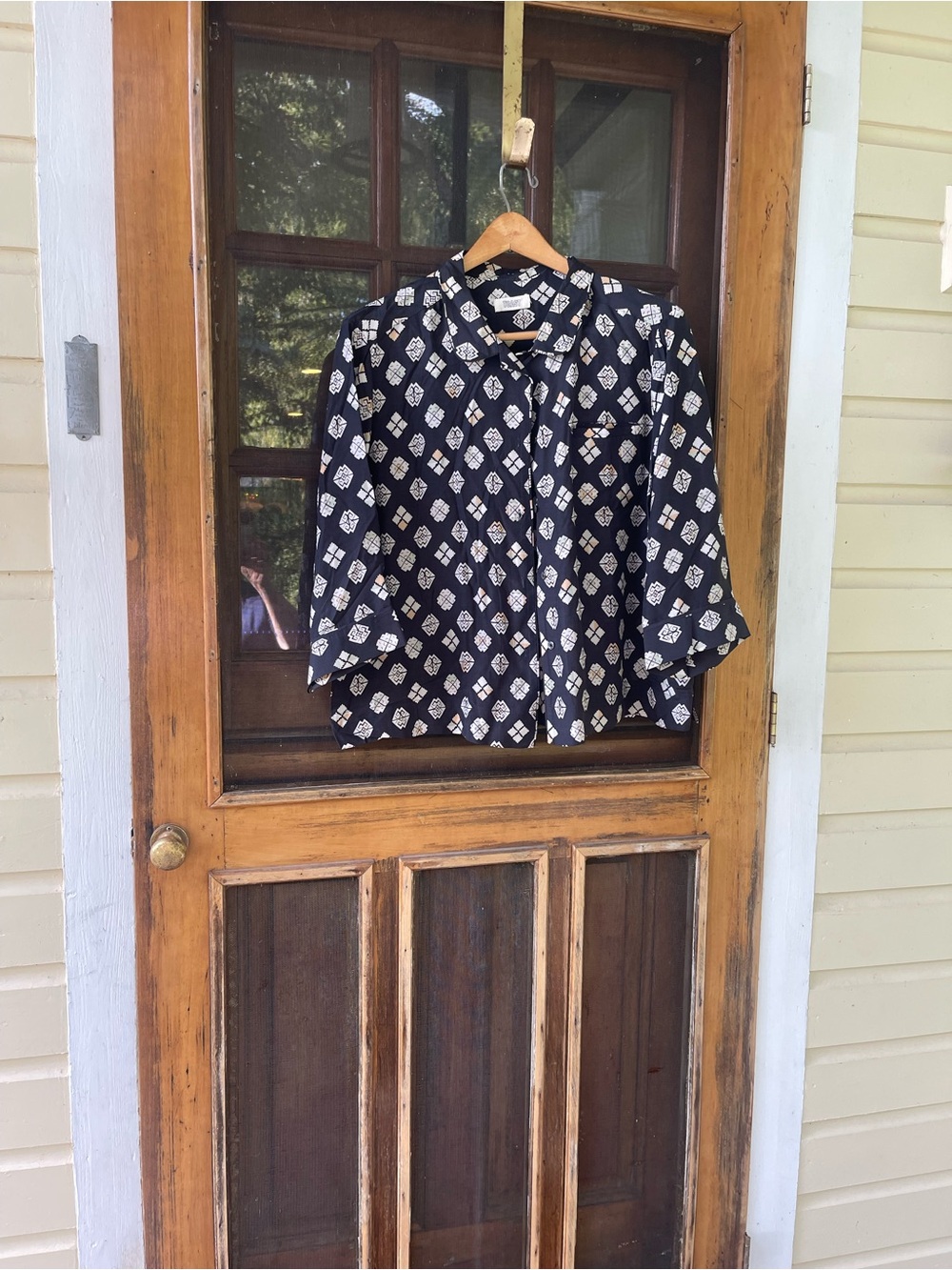 TOAST Cotton Black Printed Blouse, size 14